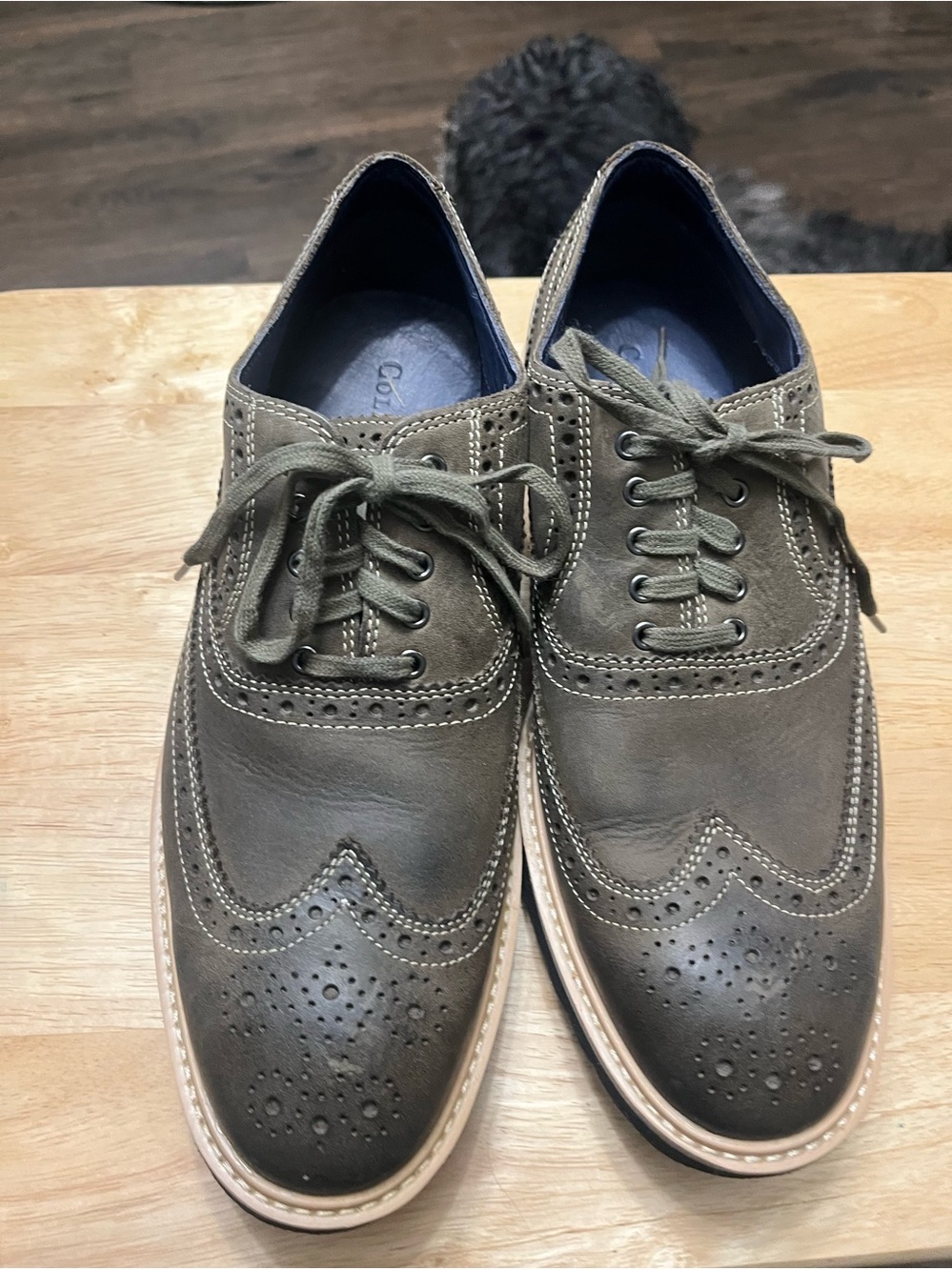 Men's Wingtip Brogue Oxfords in Olive Green Cole Haan